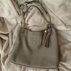 Beautiful Gray Soft Leather Tory Burch Purse